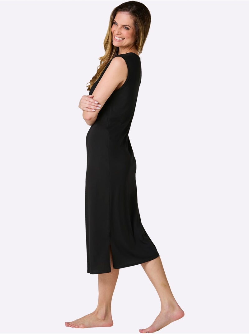 Chemise De Nuit Jersey Fin - Taille Standard - Witt Noir - Kiabi