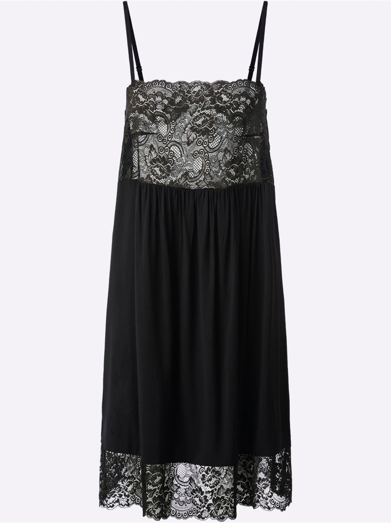 Chemise De Nuit Jersey Fin - Taille Standard - Witt Noir - Kiabi