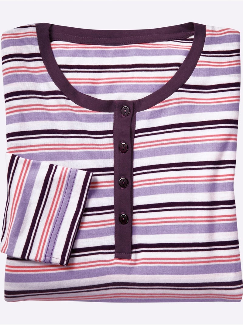 Chemise de nuit jersey fin - taille standard - witt Prune - Kiabi