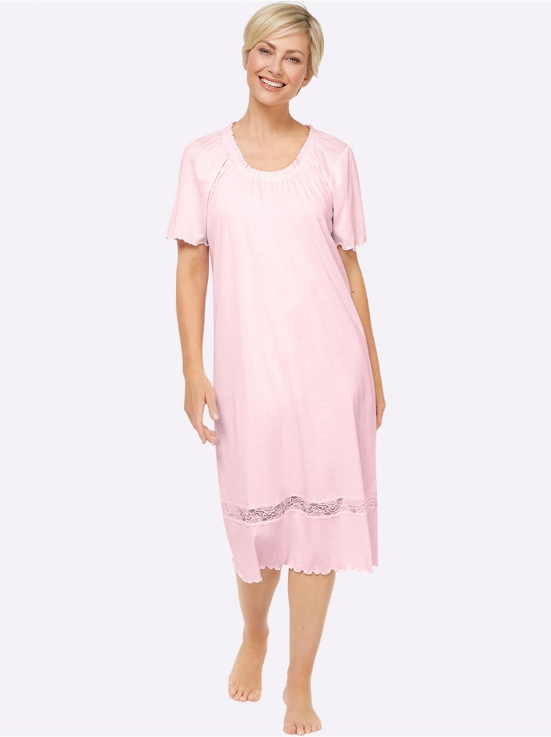 Chemise De Nuit Jersey Fin - Taille Standard - Witt Rose clair - Kiabi