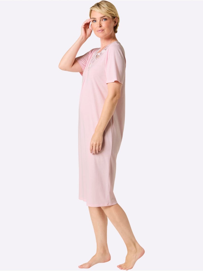 Chemise De Nuit Jersey Fin - Taille Standard - Witt Rose - Kiabi