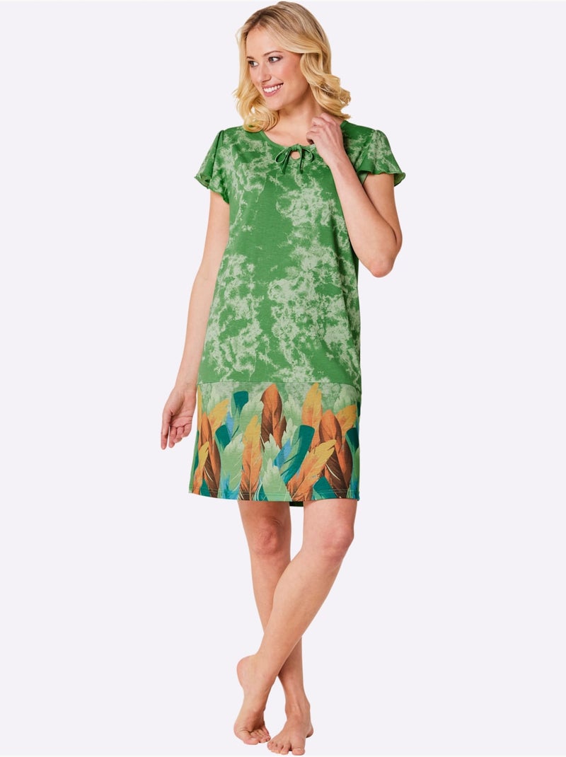 Chemise De Nuit Jersey Fin - Taille Standard - Witt Vert/Orange - Kiabi