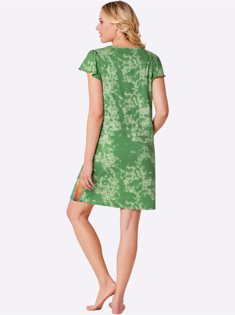 Chemise De Nuit Jersey Fin - Taille Standard - Witt Vert/Orange - Kiabi