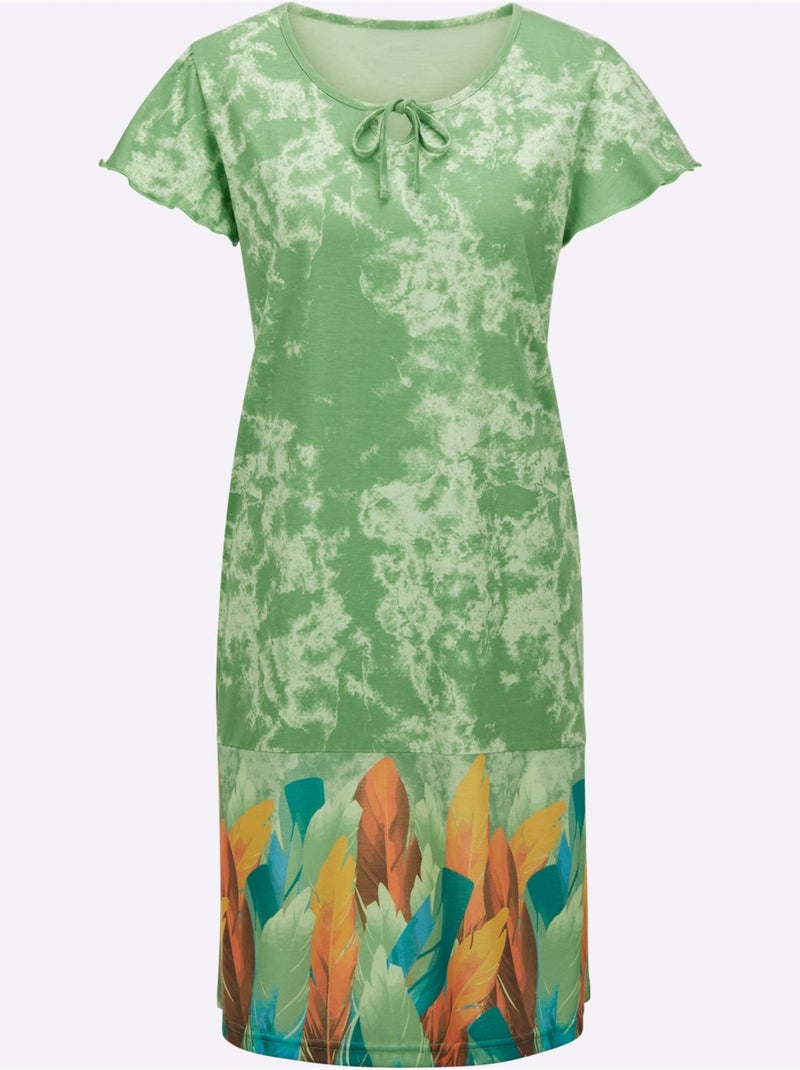 Chemise De Nuit Jersey Fin - Taille Standard - Witt Vert/Orange - Kiabi