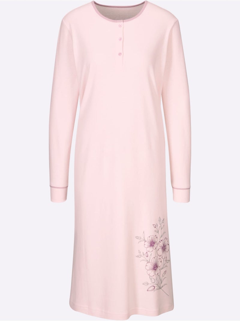 Chemise De Nuit Jersey Moelleux - Taille Standard - Witt Rose clair - Kiabi