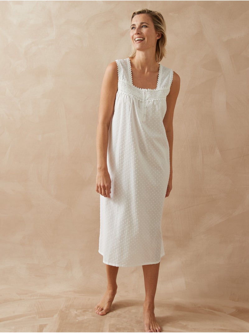 Chemise de nuit larges bretelles - DAXON Blanc Blanc - Kiabi