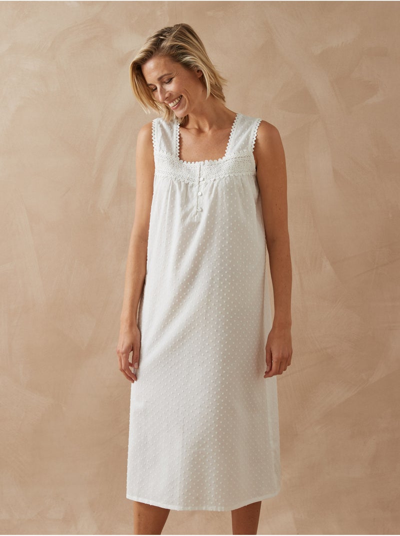 Chemise de nuit larges bretelles - DAXON Blanc Blanc - Kiabi