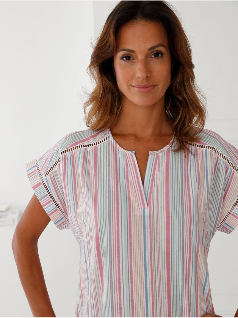 Chemise de nuit légère manches courtes - DAXON Rose/Multicolore - Kiabi
