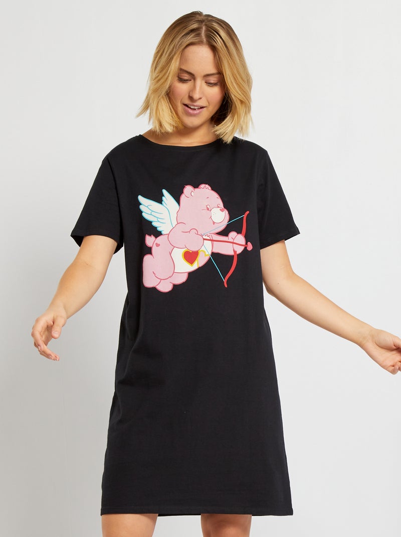 Chemise de nuit 'Les Bisounours' noir - Kiabi