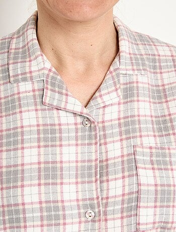 Chemise de nuit liquette flanelle carreaux coton gratté - Afibel
