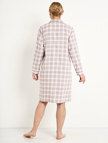 Chemise de nuit liquette flanelle carreaux coton gratté