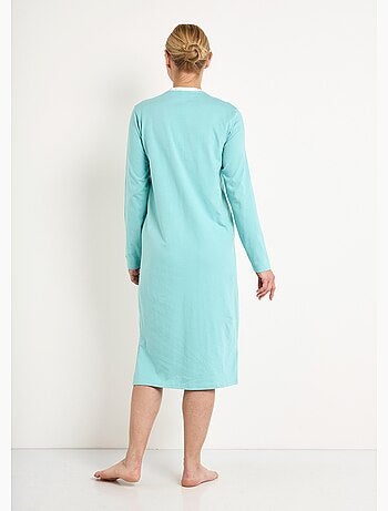 Chemise de nuit liquette mi-longue boutonnée coton - Afibel