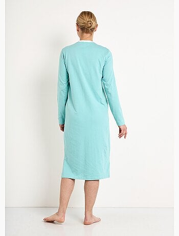 Chemise de nuit liquette mi-longue boutonnée coton