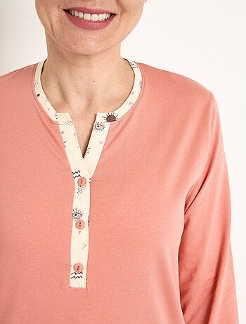 Chemise de nuit liquette mi-longue boutonnée coton