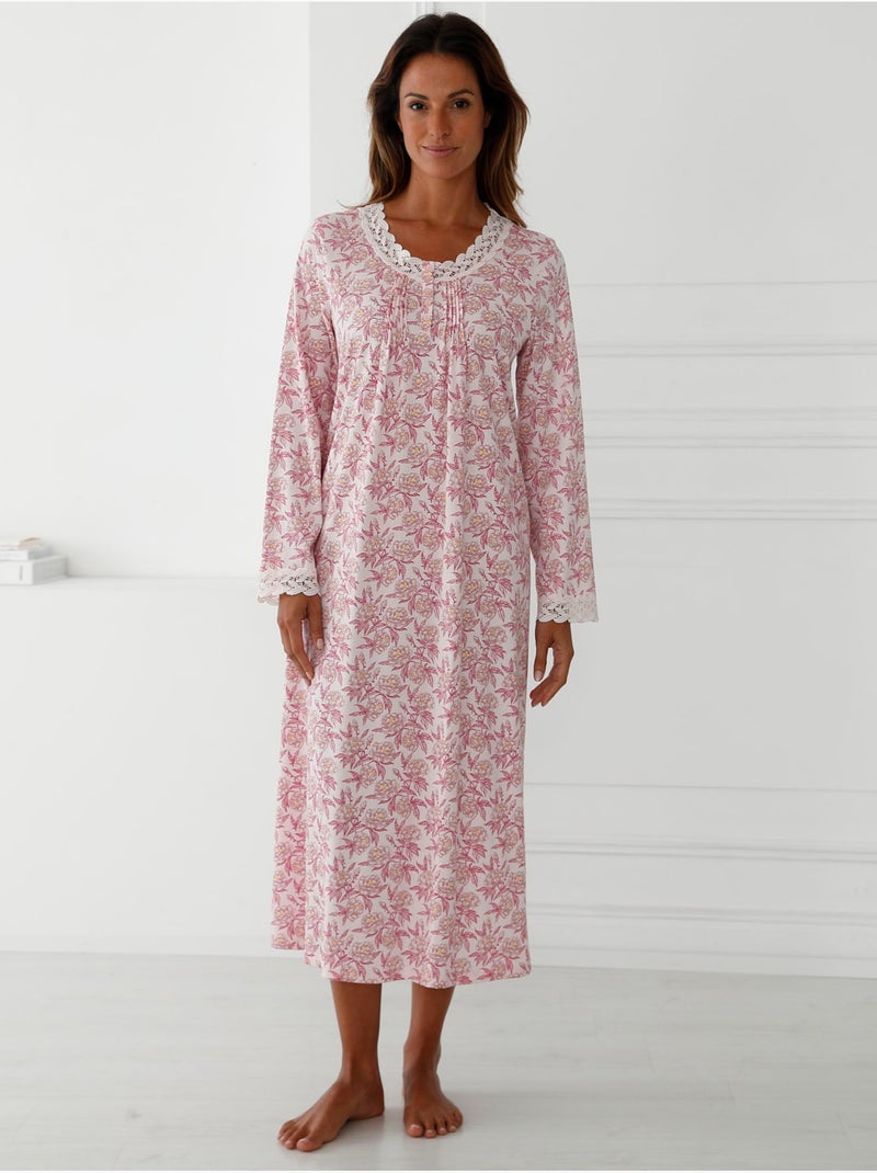Chemise de nuit longue avec macramé - DAXON Rose/Multicolore - Kiabi