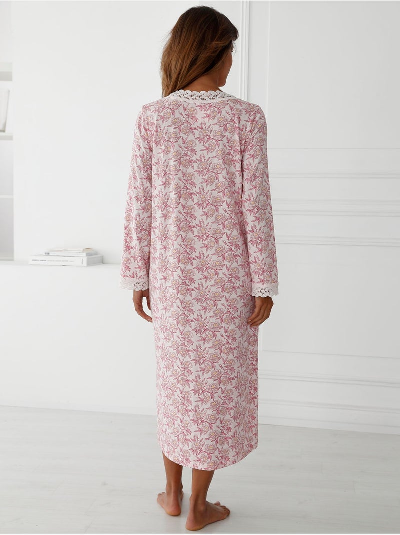 Chemise de nuit longue avec macramé - DAXON Rose/Multicolore - Kiabi