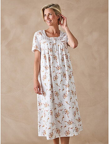 Chemise de nuit longue brodée