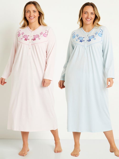 Chemise de nuit longue coton - lot de 2 - Afibel - Kiabi