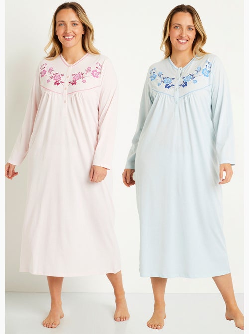Chemise de nuit longue coton - lot de 2 - Afibel - Kiabi
