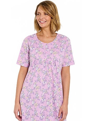 Chemise de nuit longue coton manches courtes - Afibel