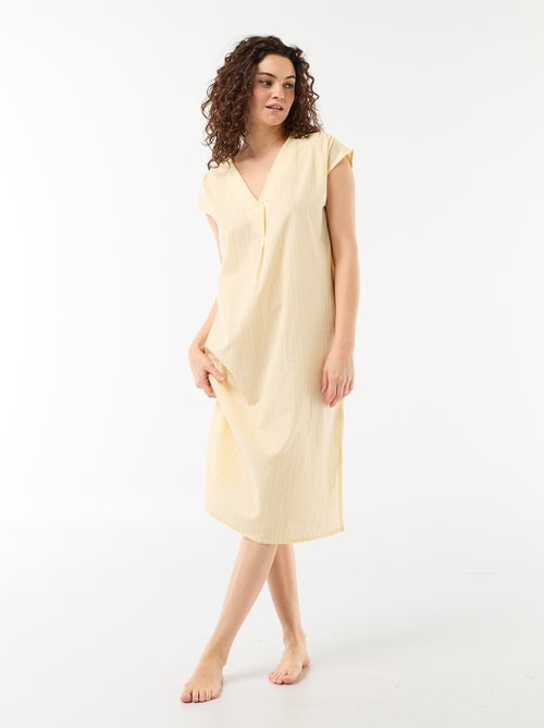 Chemise de nuit longue en voile de coton - Kiabi