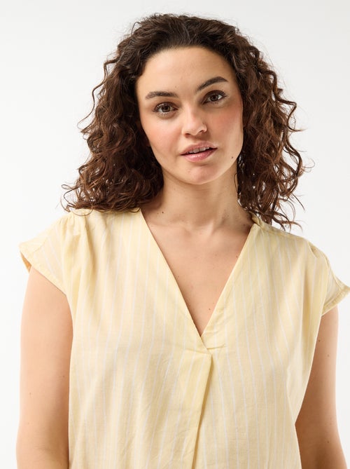 Chemise de nuit longue en voile de coton - Kiabi