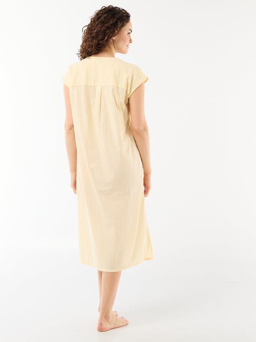 Chemise de nuit longue en voile de coton - Kiabi