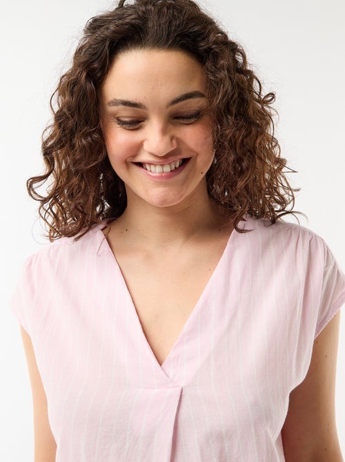 Chemise de nuit longue en voile de coton - Kiabi