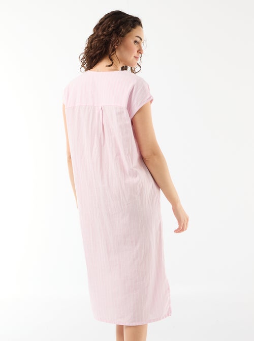 Chemise de nuit longue en voile de coton - Kiabi