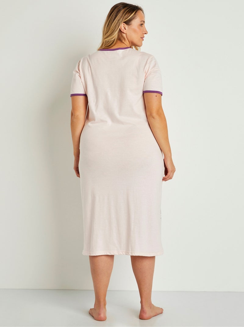 Chemise de nuit longue forme T-shirt Rose - Kiabi