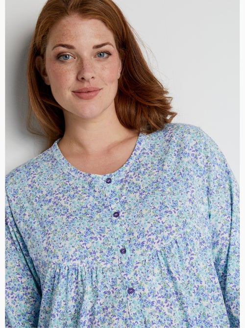 Chemise de nuit longue imprimée coton - Afibel - Kiabi