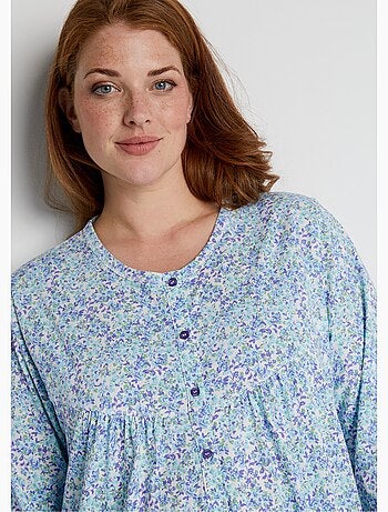 Chemise de nuit longue imprimée coton