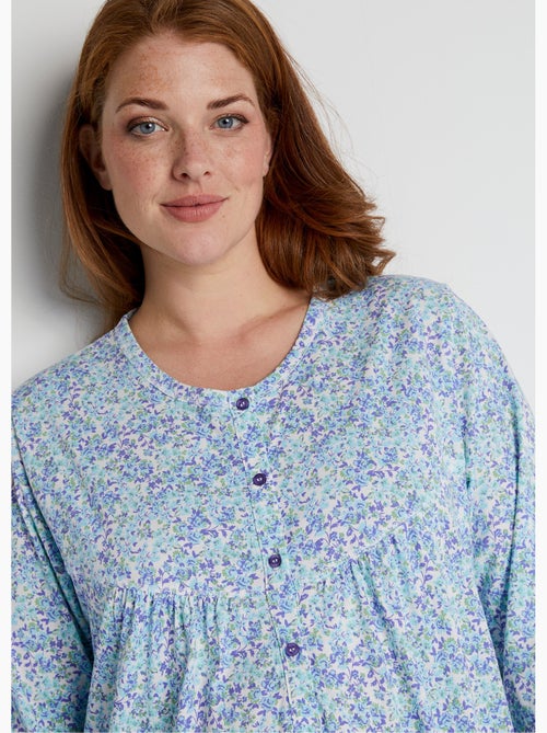 Chemise de nuit longue imprimée coton - Kiabi