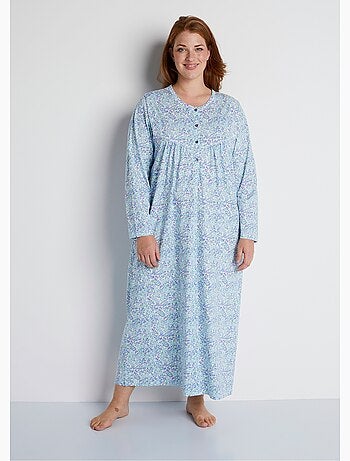 Chemise de nuit longue imprimée coton