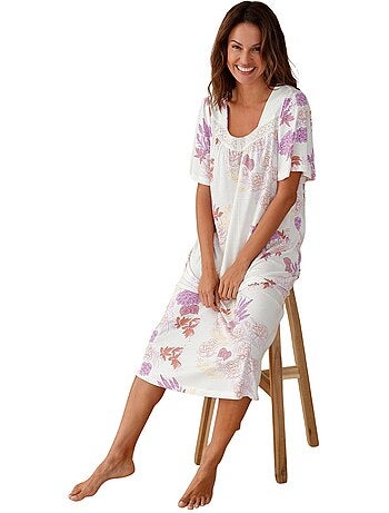Chemise de nuit longue maille coton