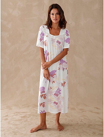 Chemise de nuit longue maille coton