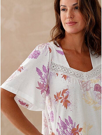 Chemise de nuit longue maille coton