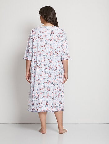 Chemise de nuit longue manches 3/4 coton imprimé - afibel