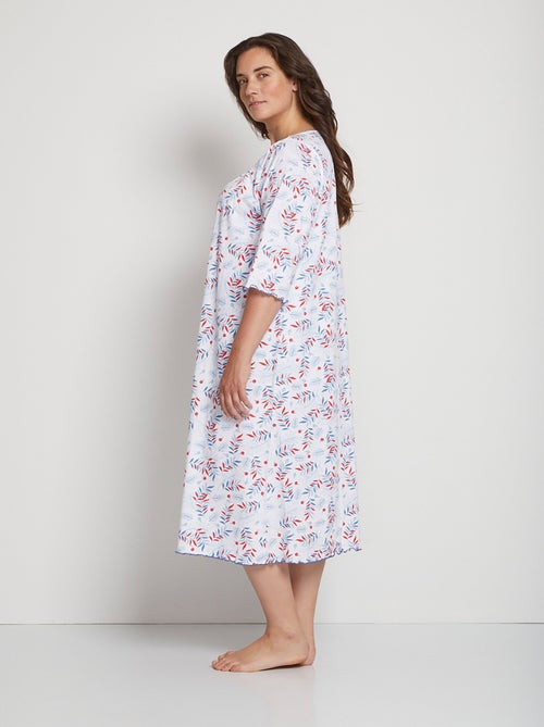 Chemise de nuit longue manches 3/4 coton imprimé - Afibel - Kiabi