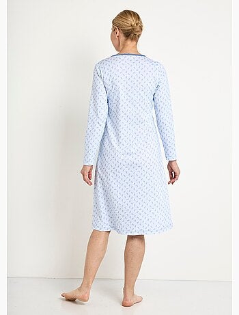Chemise de nuit longue manches 3/4 coton imprimé - Afibel