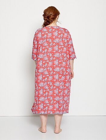 Chemise de nuit longue manches 3/4 coton imprimé