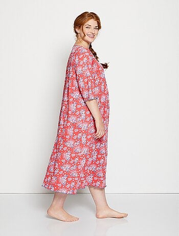 Chemise de nuit longue manches 3/4 coton imprimé