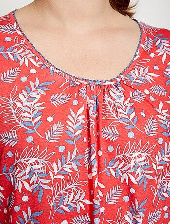 Chemise de nuit longue manches 3/4 coton imprimé