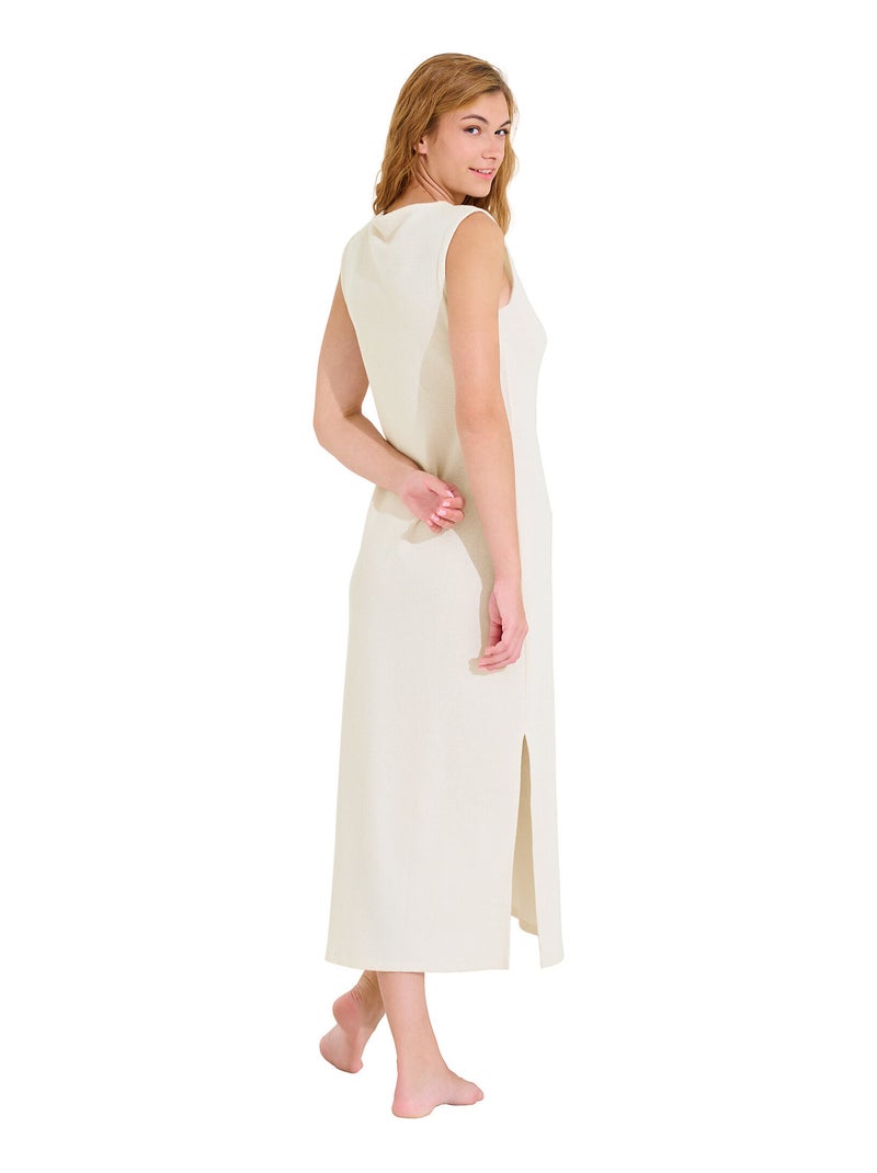 Chemise de nuit longue sans manches FREELY Blanc - Kiabi