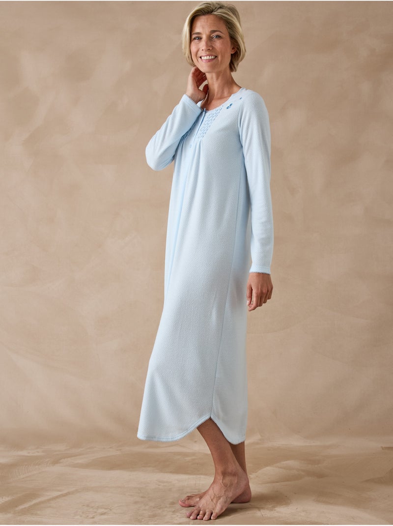 Chemise de nuit maille chaude - daxon Bleu - Kiabi