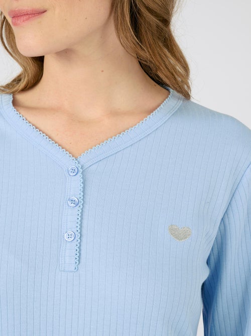 Chemise de nuit maille côtelée - Damart - Kiabi