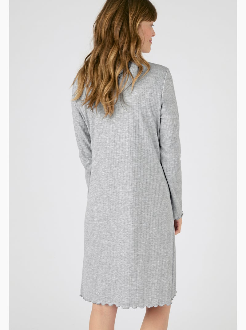 Chemise de nuit maille côtelée - Damart Gris - Kiabi