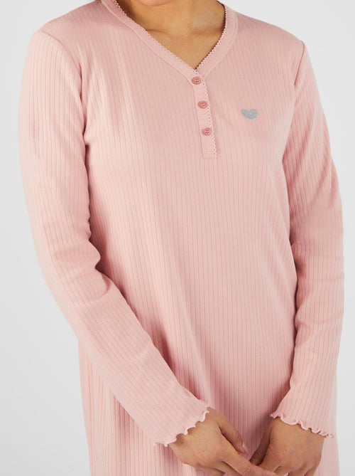Chemise de nuit maille côtelée - Damart - Kiabi