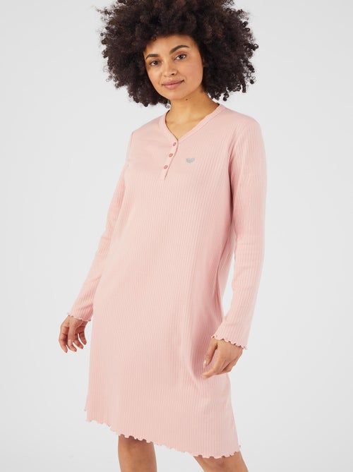 Chemise de nuit maille côtelée - Damart - Kiabi