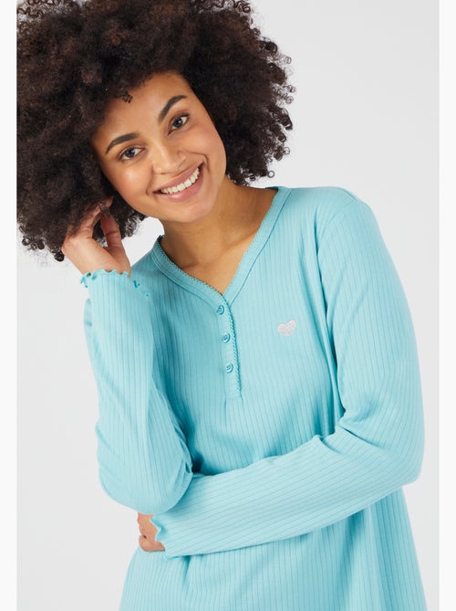 Chemise de nuit maille côtelée - Damart - Kiabi